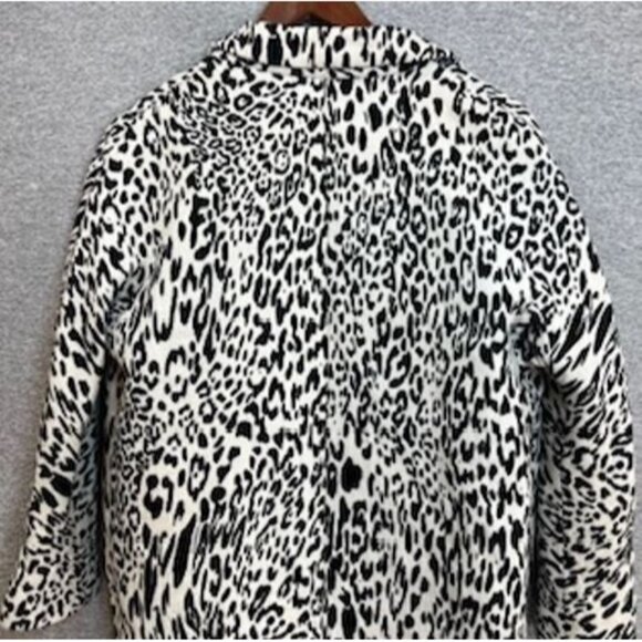 ZARA Womens Coat Jacket Small Leopard Print Black/White Single Buttoned Preppy - Picture 4 of 16